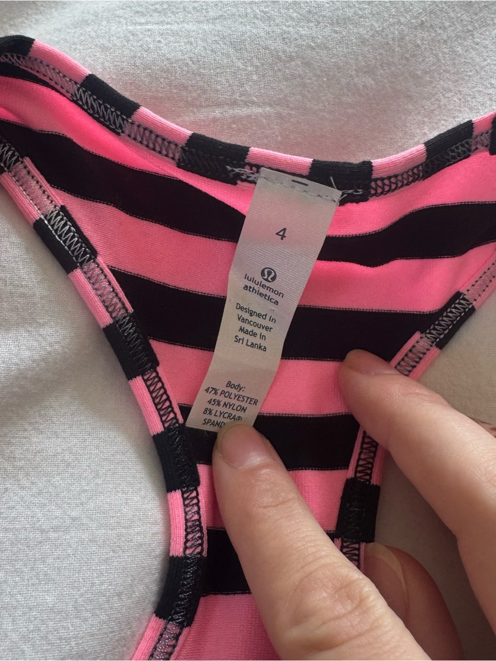 Lululemon Pink and Black Striped Racerback Tank Top size 4 womens NWOT - Picture 2 of 4